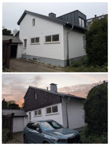 Haus hat eine Dachgaube bekommen. Innenausbau Haus.